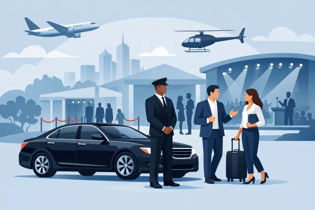 Transporte executivo para eventos sem falhas